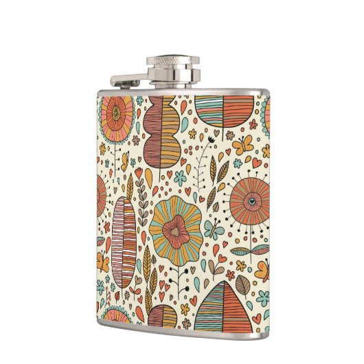 Halfbloem van bladeren heupfles (Links)