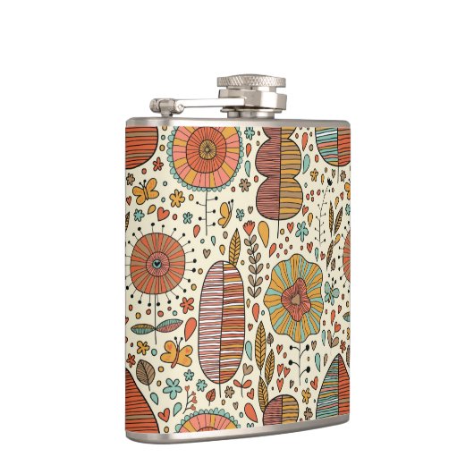 Halfbloem van bladeren heupfles (Rechts)