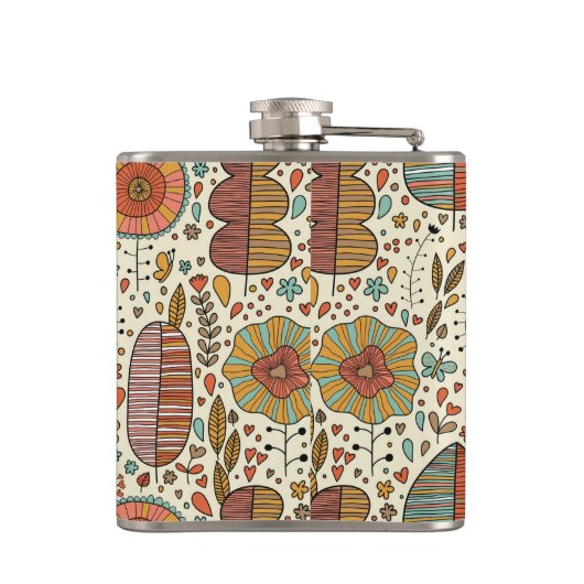 Halfbloem van bladeren heupfles (Achterkant)