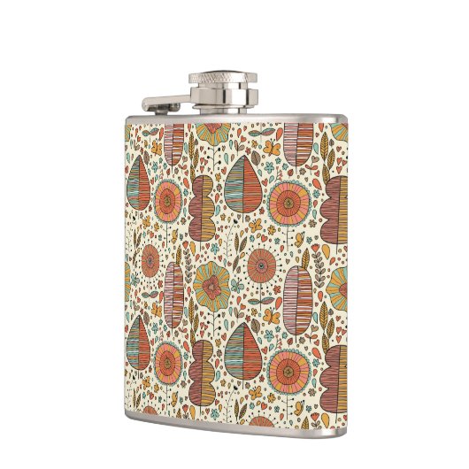 Halfbloem van bladeren heupfles (Links)