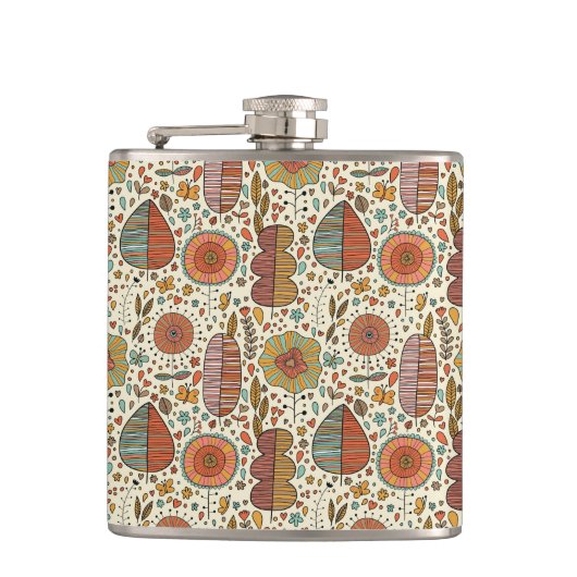 Halfbloem van bladeren heupfles (Voorkant)