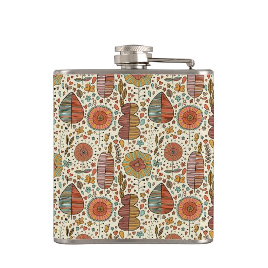 Halfbloem van bladeren heupfles (Achterkant)