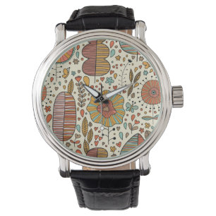 Halfbloem van bladeren horloge