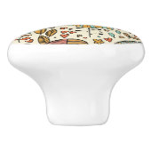 Halfbloem van bladeren keramische knop (Zijkant)