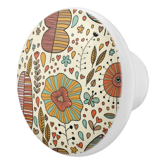 Halfbloem van bladeren keramische knop (Rechts)