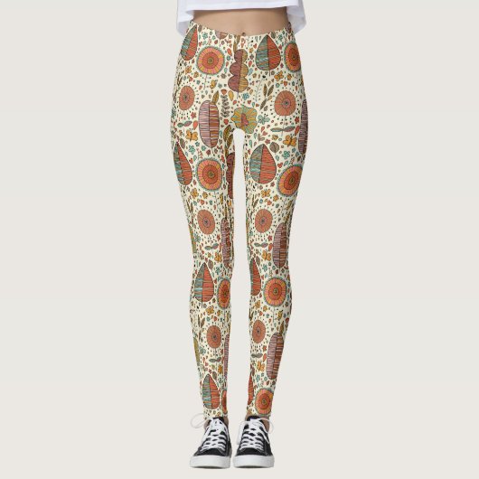 Halfbloem van bladeren leggings (Voorkant)