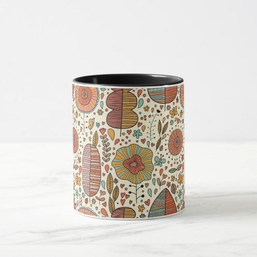 Halfbloem van bladeren mok (Midden)