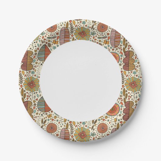 Halfbloem van bladeren papieren bordje (Voorkant)