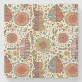 Halfbloem van bladeren stenen onderzetter (Voorkant)