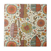 Halfbloem van bladeren tegeltje (Voorkant)