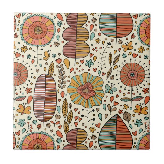 Halfbloem van bladeren tegeltje (Voorkant)