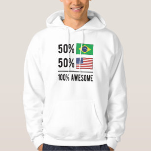 HalfBraziliaanse halve Amerikaanse vlag Brazilië V Hoodie