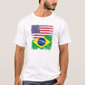HalfBraziliaanse vlag | Brazilië Verenigde Staten T-shirt (Voorkant)