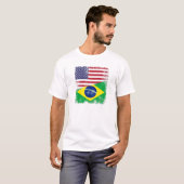 HalfBraziliaanse vlag |  Brazilië Verenigde Staten T-shirt (Voorkant volledig)