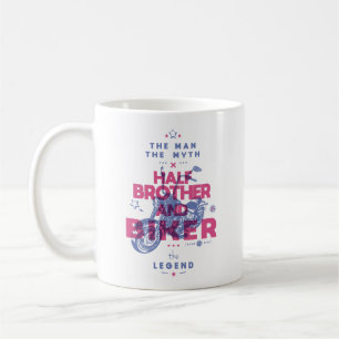 Halfbroer en fietser het man de mythe van de legen koffiemok