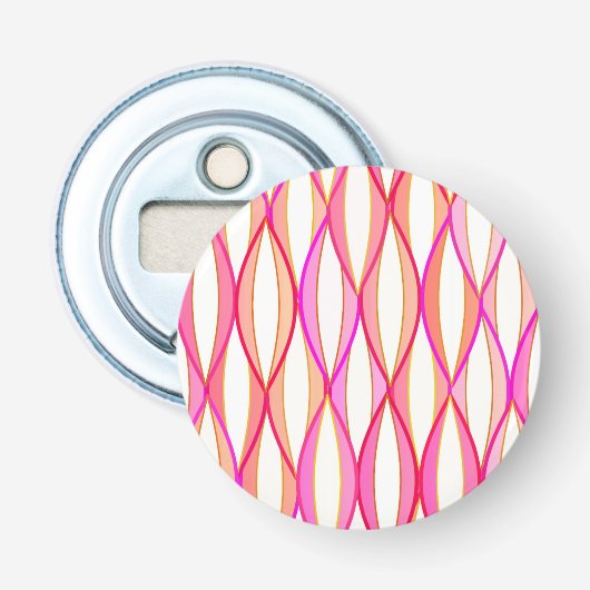 HalfCentraal lintafdruk - koraal en roze Button Flesopener (Voorkant)