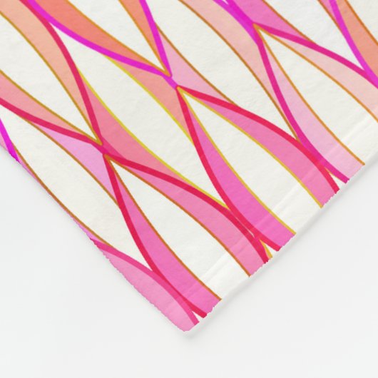 HalfCentraal lintafdruk - koraal en roze Fleece Deken (Hoek)