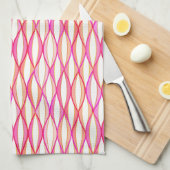 HalfCentraal lintafdruk - koraal en roze Theedoek (Quarter Fold)