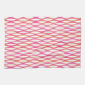 HalfCentraal lintafdruk - koraal en roze Theedoek (Horizontaal)