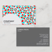 Halfcirkelpaneel - 8 Petals Rood en Cyaan op Wit Visitekaartje (Voorkant / Achterkant)