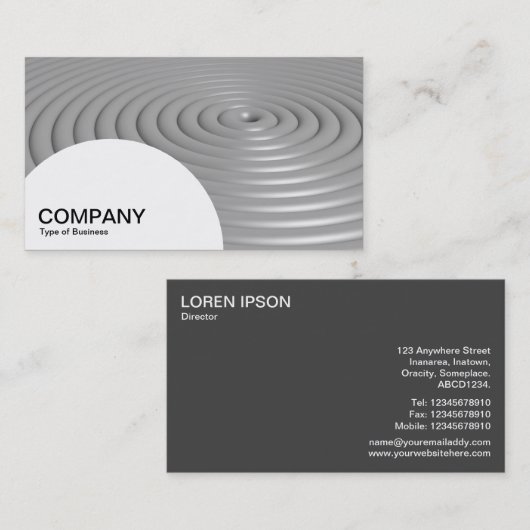 Halfcirkelpaneel - Concentrische ringen - grijs Visitekaartje (Voorkant / Achterkant)