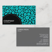 Halfcirkelpaneel (stippen) - 8 petalen - Cyaan op  Visitekaartje (Voorkant / Achterkant)
