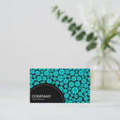 Halfcirkelpaneel (stippen) - 8 petalen - Cyaan op  Visitekaartje (Staand voorkant)