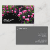 Halfcirkelpaneel (stippen) - Bed van roze Tulpen Visitekaartje (Voorkant / Achterkant)