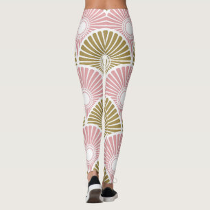 Halfcirkelvormig patroon van messing en roze leggings