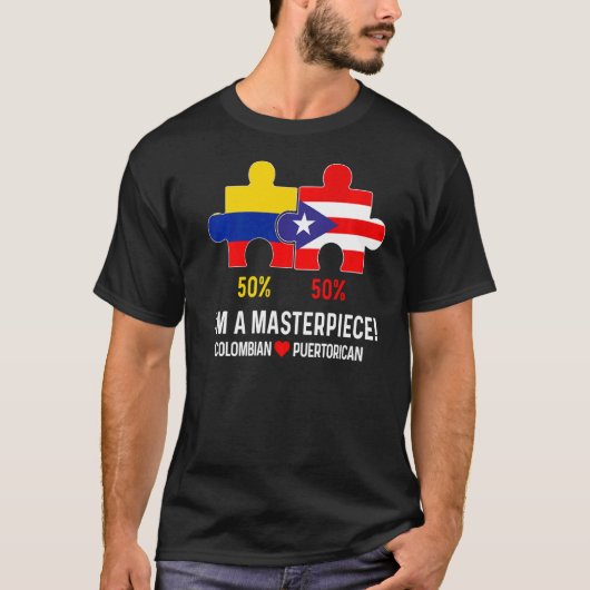 HalfColombiaanse halve Puerto Ricaanse vlag Boricu T-shirt (Voorkant)