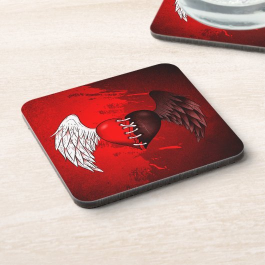 Halfdemon-halfdemon halfwitte glazen onderverven bier onderzetter (Linkerzijde)