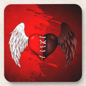 Halfdemon-halfdemon halfwitte glazen onderverven bier onderzetter (Voorkant)