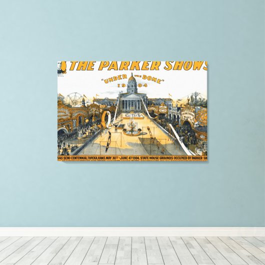 Halfeeuwfeest van Kansas. Staat huis grond. Canvas Afdruk (Insitu (Houten vloer))