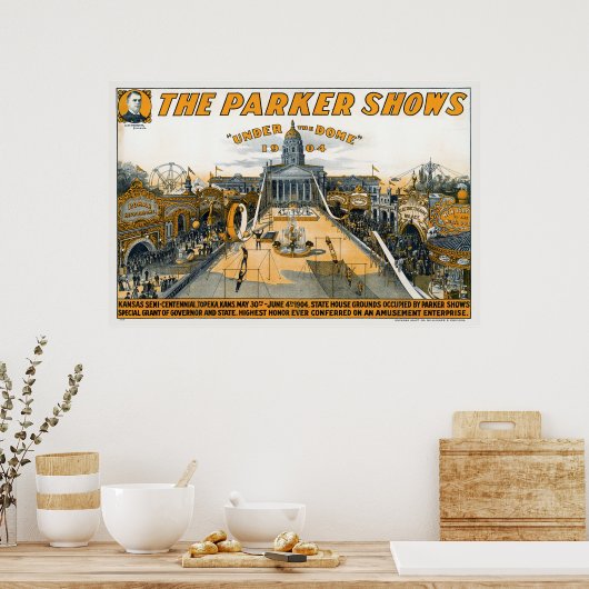 Halfeeuwfeest van Kansas. Staat huis grond. Poster (Keuken)