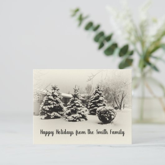 Halfeeuwse kerstlandschap tijdens de winterpine briefkaart (Staand voorkant)