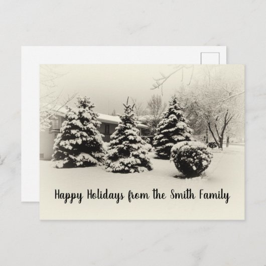 Halfeeuwse kerstlandschap tijdens de winterpine briefkaart (Voorkant / Achterkant)