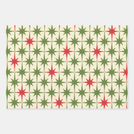 Halfeeuwse moderne kerstavond in de Retro Inpakpapier Vel