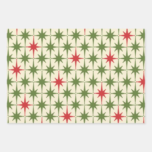 Halfeeuwse moderne kerstavond in de Retro Inpakpapier Vel (Voorkant)