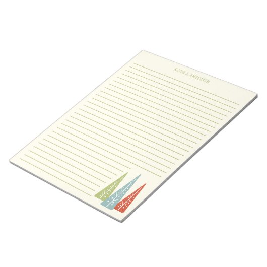 Halfeeuwse moderne kerstbomen, geboord notitieblok (Schuin)