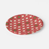 Halfeeuwse Retro kerststormen Patroonrood Papieren Bordje (Gekanteld)