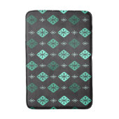 Halfeeuwse Starbursts Diamonds Black Turquoise Badmat (Voorkant Verticaal)