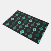 Halfeeuwse Starbursts Diamonds Black Turquoise Deurmat (Schuin)