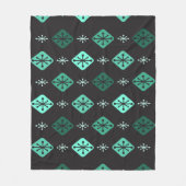 Halfeeuwse Starbursts Diamonds Black Turquoise Fleece Deken (Voorkant)