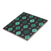 Halfeeuwse Starbursts Diamonds Black Turquoise Tegeltje (Zijkant)