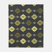 Halfeeuwse Starbursts Diamonds Black Yellow Fleece Deken (Voorkant)