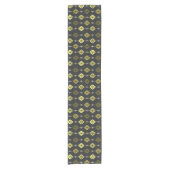 Halfeeuwse Starbursts Diamonds Black Yellow Korte Tafelloper (Voorkant)