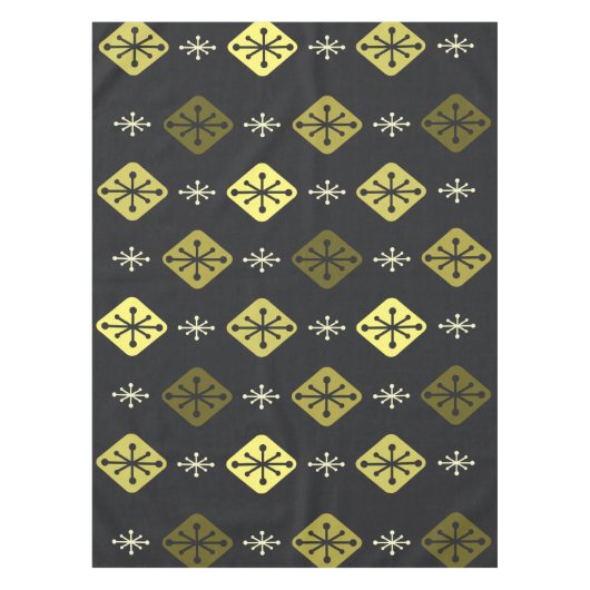 Halfeeuwse Starbursts Diamonds Black Yellow Tafelkleed (Voorkant)