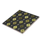 Halfeeuwse Starbursts Diamonds Black Yellow Tegeltje (Zijkant)