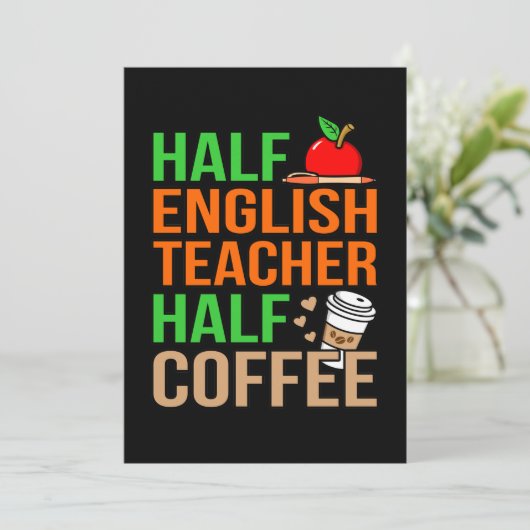HalfEngelse leraar Halfcoffentaal Bedankkaart (Staand voorkant)
