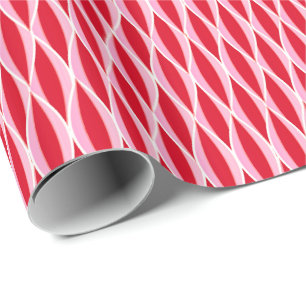 Halffijn lintafdruk, diep koraal rood en roze cadeaupapier